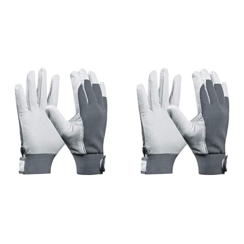 Gebol Uni Fit Comfort | Arbeitshandschuhe aus Leder mit Klettverschluss | Für Damen und Herren | Universal-Lederhandschuhe | Größe M (Gr 8) | Weiß | 1 Paar (Packung mit 2) von Gebol