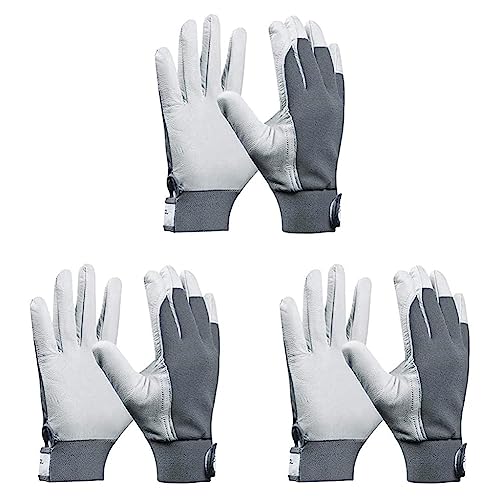 Gebol Uni Fit Comfort | Arbeitshandschuhe aus Leder mit Klettverschluss | Für Herren | Universal-Lederhandschuhe | Größe XL (Gr 10) | Weiß | 1 Paar (Packung mit 3) von Gebol