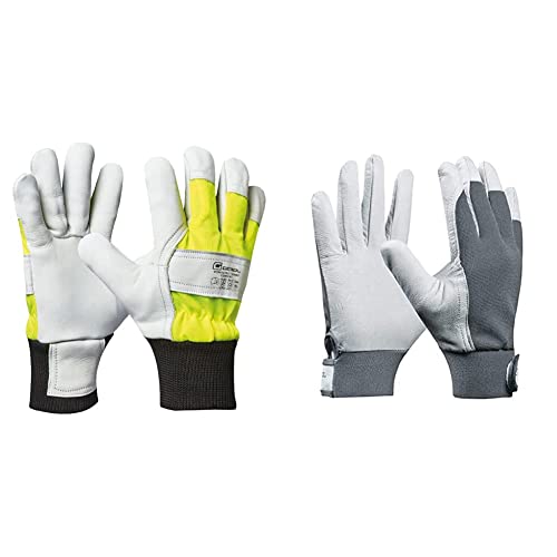 Gebol Worker Pro Thermo Comfort | Größe XL(Gr 10) | Gelb Schwarz Weiß | 1 Paar Uni Fit Comfort | Arbeitshandschuhe aus Leder mit Klettverschluss | Für Herren | Größe XL(Gr 10) | Weiß | 1 Paar von Gebol