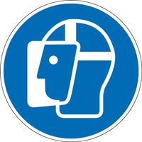 Gebotsschild 'Gesichtsschutz benutzen', Ø 100 mm, PVC-Folie, selbstklebend von EICHNER