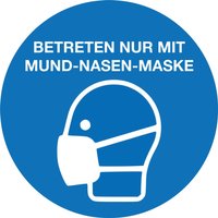 Gebotsschild 'Mund-Nasen-Schutz benutzen', Ø 100 mm, PVC-Folie, selbstklebend, 4er-Set Gebotsschild 'Mund-Nasen-Schutz benutzen', Ø 100 mm, PVC-Folie, selbstklebend, 4er-Set von EICHNER