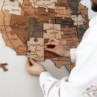 Hölzerne Usa Map Puzzle 3D Pin Us Reiselandkarte Groß von GebraCrafters