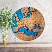 Karte Von Europa Holz Wanddeko Push Pin von GebraCrafters