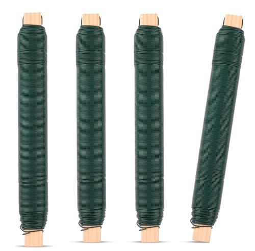 4PCS Grün Blumendraht verzinkt,0.65 mm, 35m, Green Wrap Wire, Loose on Wooden Wrap, Craft Wire,for Crafts, Rustproof Wire, Improved Binding Wire for Plants. von Gebrazy