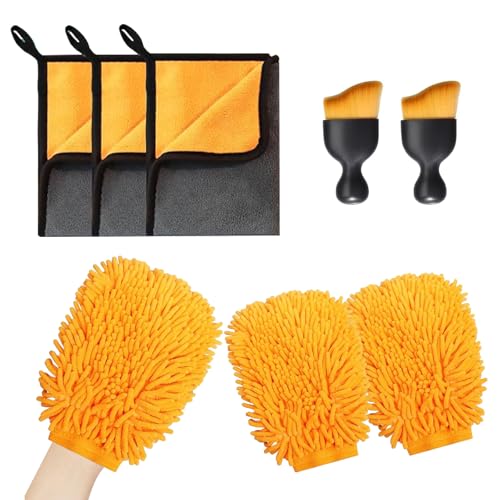 Autopflege Set,7 Stück Autopflege Set mit 3 pcs Mikrofasertücher Auto,2Pcs Mikrofaser Waschhandschuh &2er Auto Innenreinigung Weiche Bürsten,600GSM Mikrofasertücher Autos,Poliertücher Trokentuch Autopflege Set,7 Stück Autopflege Set mit 3 pcs Mikrofasertücher Auto,2Pcs Mikrofaser Waschhandschuh &2er Auto Innenreinigung Weiche Bürsten,600GSM Mikrofasertücher Autos,Poliertücher Trokentuch von Gebrazy