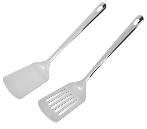 Edelstahl Spatel Set, Silberner Pfannenwender,Edelstahl in Matte Look-for Antihaft Kochgeschirr, Fisch, Eier, Pfannkuchen, Geschirrspüler Safe von Gebrazy