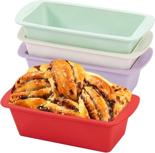 Silikon Backformen,4 Stück Brotbackform Silikon, Backform Klein Mini Rechteckig, 20 x 9.5 x 5.5cm Kastenform Kuchen Kuchenform Tortenform Toastbrot Backform,Antihaftbeschichtung Schnellspanner Brotbac Silikon Backformen,4 Stück Brotbackform Silikon, Backform Klein Mini Rechteckig, 20 x 9.5 x 5.5cm Kastenform Kuchen Kuchenform Tortenform Toastbrot Backform,Antihaftbeschichtung Schnellspanner Brotbac von Gebrazy