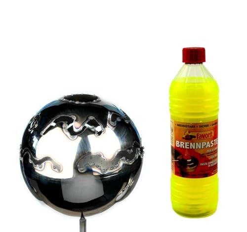 Gartenfackel Feuerkugel – Wellen13cm Durchmesser + 1Liter Brennpaste von Gebrüder Lomprich