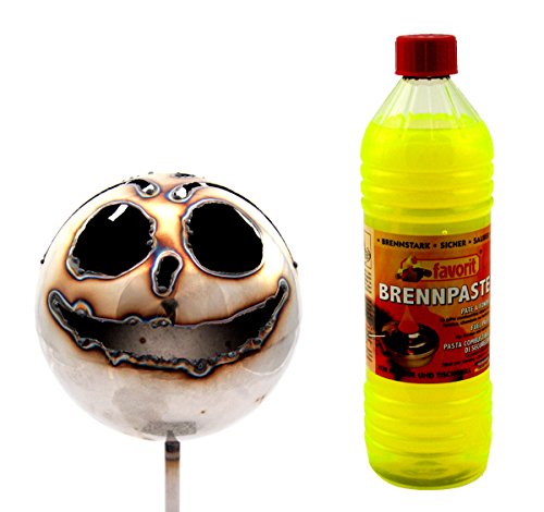 Gebrüder Lomprich Gartenfackel Feuerfratze – Lachfratze 13cm Durchmesser + 1Liter Brennpaste von Gebrüder Lomprich
