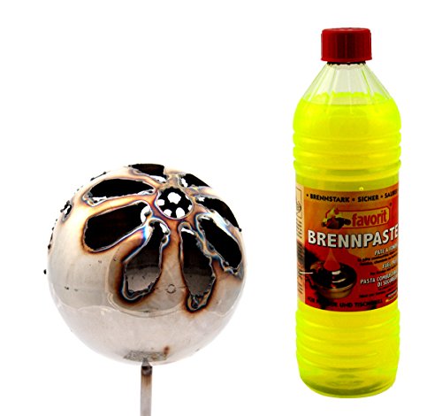 Gebrüder Lomprich Gartenfackel Feuerkugel – Blume 13cm Durchmesser + 1Liter Brennpaste von Gebrüder Lomprich