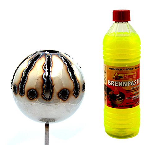 Gebrüder Lomprich Gartenfackel Feuerkugel – Sonne 13cm Durchmesser + 1Liter Brennpaste von Gebrüder Lomprich
