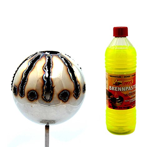 Gebrüder Lomprich Gartenfackel Feuerkugel – Sonne XL + 1Liter Brennpaste von Gebrüder Lomprich