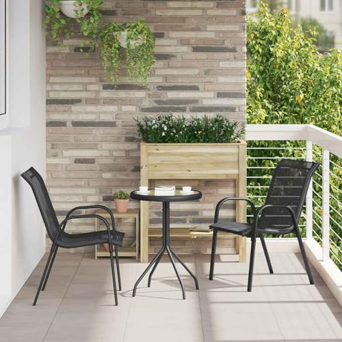 3-teiliges Garten Bistro Set Schwarz Textilene und Stahl, Bistro Set Balkonset Gartenset Balkonmöbel Set für Garten Weinstube42003978 3-teiliges Garten Bistro Set Schwarz Textilene und Stahl, Bistro Set Balkonset Gartenset Balkonmöbel Set für Garten Weinstube42003978 von Gecheer