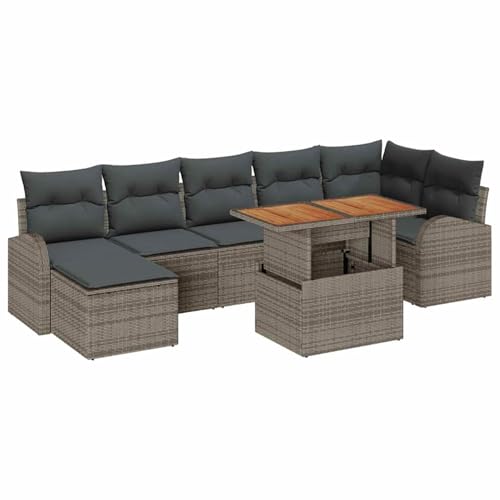 8-teiliges Gartenset mit Kissen Grau Poly Rattan Akazie, Gartenmöbel Tisch und Stühle Set für Garten Terrasse Café Outdoor Essbereich3349614 8-teiliges Gartenset mit Kissen Grau Poly Rattan Akazie, Gartenmöbel Tisch und Stühle Set für Garten Terrasse Café Outdoor Essbereich3349614 von Gecheer