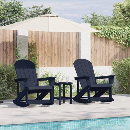 Adirondack Schaukelstühle 2 pcs Marineblau HDPE, Adirondack Relaxsessel Gartenstuhl-Set Balkonstuhl für Terrasse Garten von Gecheer