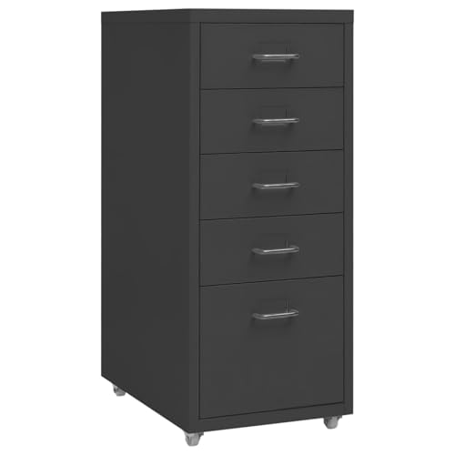 Aktenschrank mit Rollen Anthrazit 28x41x69 cm Metall Büroschrank mit 5 Schubladen Metallgriff 4 Rädern für Aktenaufbewahrung Büroeinrichtung Aktenschrank mit Rollen Anthrazit 28x41x69 cm Metall Büroschrank mit 5 Schubladen Metallgriff 4 Rädern für Aktenaufbewahrung Büroeinrichtung von Gecheer