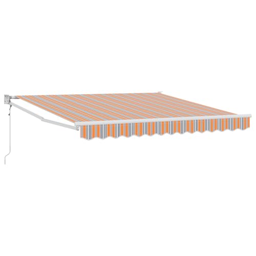 Automatische Einziehbare Markise Multicolor Streifen 350x250 cm Markise Balkon Terrassenüberdachung für Terrasse Garten Café von Gecheer