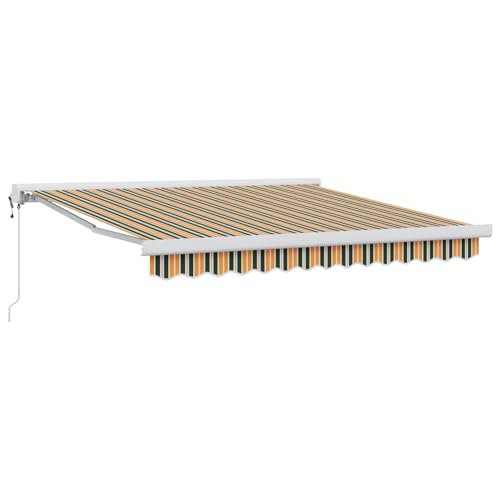 Automatische einziehbare Markise Grün und Gelb 300x250 cm, Markise Balkon Wasserdicht Terrassenüberdachung für Wohnmobil Terrasse Garten Café3330172 von Gecheer