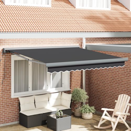Automatische einziehbare Markise in Anthrazit 300x250 cm, Markise Balkon Wasserdicht Terrassenüberdachung für Wohnmobil Terrasse Garten Café3329932 von Gecheer