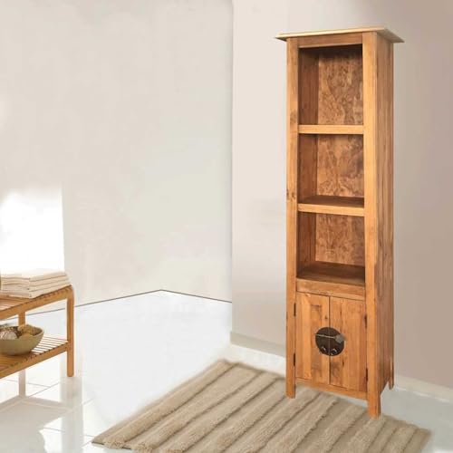 Bad-Hochschrank Massivholz Kiefer 48x32x170 cm Moderner Badezimmerschrank Stauraum-Schrank mit Aufbewahrungsfächern für Waschbecken WC Gästebad Bad-Hochschrank Massivholz Kiefer 48x32x170 cm Moderner Badezimmerschrank Stauraum-Schrank mit Aufbewahrungsfächern für Waschbecken WC Gästebad von Gecheer