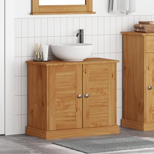Badezimmer Waschbeckenmöbel Honigbraun 67,5 x 34 x 59 cm Moderner Badezimmerschrank für Waschtische Kleine Bäder Gäste-WC von Gecheer
