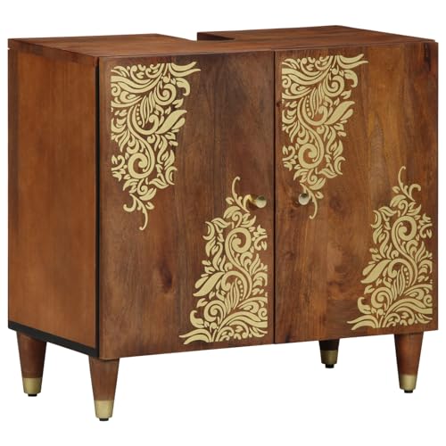Badezimmer Waschschrank Honigbraun mit goldenen Akzenten Massivholz Moderner Badezimmerschrank für Waschtische Kleine Bäder Gäste-WC Badezimmer Waschschrank Honigbraun mit goldenen Akzenten Massivholz Moderner Badezimmerschrank für Waschtische Kleine Bäder Gäste-WC von Gecheer