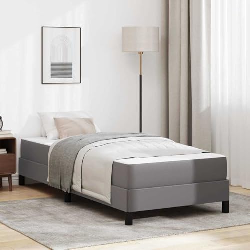 Bett Sonstiges Grau 90 x 200 cm Kunstleder Modernes Polsterbett Gästebett für Schlafzimmer Gästehaus von Gecheer