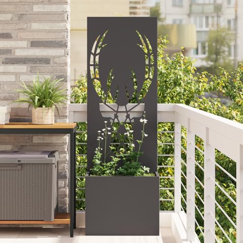 Blumentopf mit dekorativem Paneel Schwarz 50 x 140 cm, Pflanzkasten Großes Pflanzbeet Hochbeet für Gemüse Blumen auf Balkon Terrasse Garten876483 von Gecheer