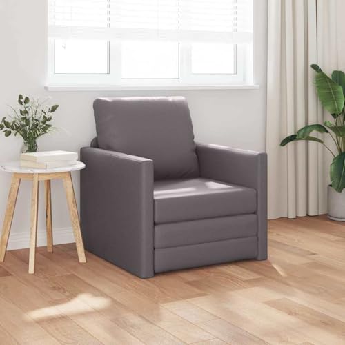 Boden Sofa Bett 2-in-1 Grau 74x77x81 cm Kunstleder, Tagesbett Schlafcouch Schlafsofa Gästebett für Wohnzimmer Büro Gästezimmer kleine Räume4106632 von Gecheer