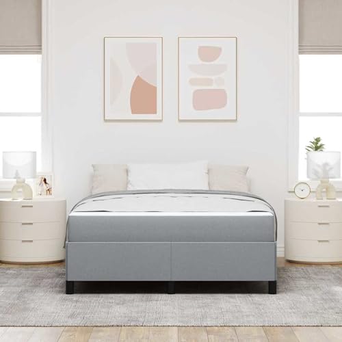 Boxspringbett Hellgrau, Schwarz 140 x 200 cm, Polsterbett Bett Stoffkopfteil für Gästezimmer Schlafzimmer Gästehaus Apartment3398864 von Gecheer