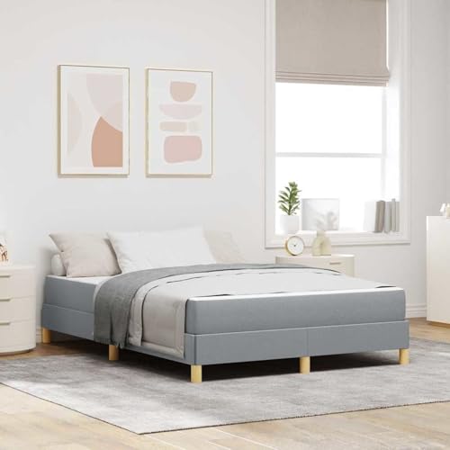 Boxspringbett Taupe, Braun 140 x 200 cm Stoff, Ingenieurholz, Polsterbett Bett Stoffkopfteil für Gästezimmer Schlafzimmer Gästehaus Apartment3398570 von Gecheer