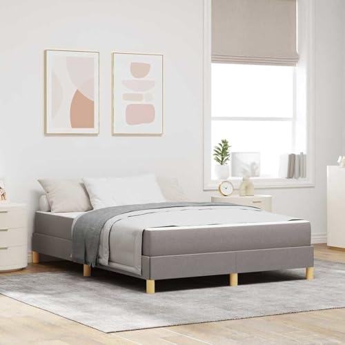 Boxspringbett Taupe, Braun 140 x 200 cm Stoff, Ingenieurholz, Polsterbett Bett Stoffkopfteil für Gästezimmer Schlafzimmer Gästehaus Apartment3398574 von Gecheer