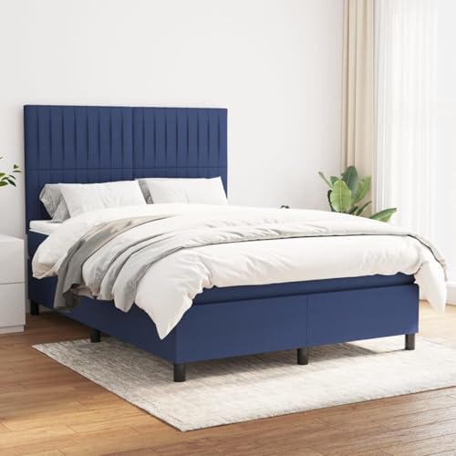 Boxspringbett mit Matratze Blau 140x190 cm Stoff, Modernes Gästebett für Stilvoll Schlafzimmer Gästehaus3141935 von Gecheer