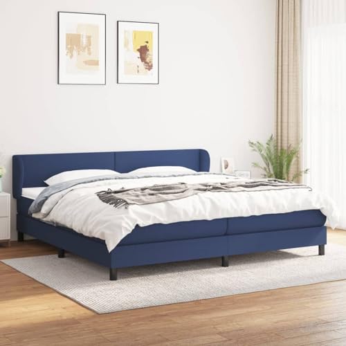 Boxspringbett mit Matratze Blau 200x200 cm Stoff, Modernes Gästebett für Stilvoll Schlafzimmer Gästehaus3126115 von Gecheer