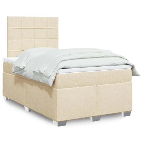 Boxspringbett mit Matratze Creme 120x190 cm Stoff, Modernes Gästebett für Stilvoll Schlafzimmer Gästehaus3290432 von Gecheer