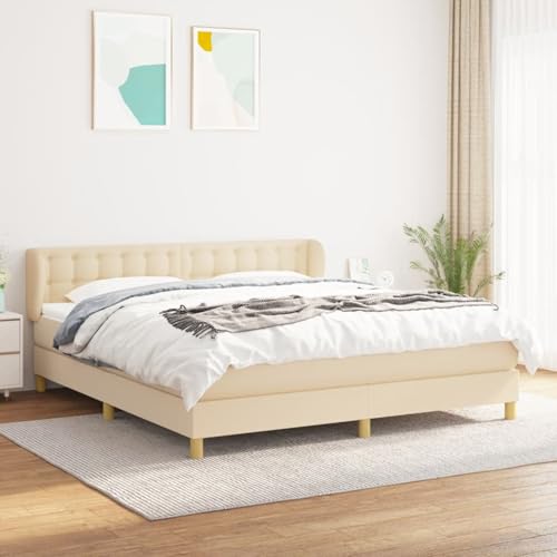Boxspringbett mit Matratze Creme 180x200 cm Stoff, Modernes Gästebett für Stilvoll Schlafzimmer Gästehaus3127146 von Gecheer