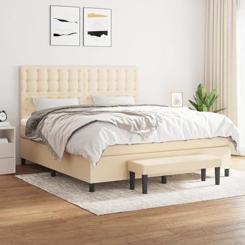 Boxspringbett mit Matratze Creme 180x200 cm Stoff, Polsterbett Bett Stoffkopfteil für Gästezimmer Schlafzimmer Gästehaus Apartment3136938 Boxspringbett mit Matratze Creme 180x200 cm Stoff, Polsterbett Bett Stoffkopfteil für Gästezimmer Schlafzimmer Gästehaus Apartment3136938 von Gecheer