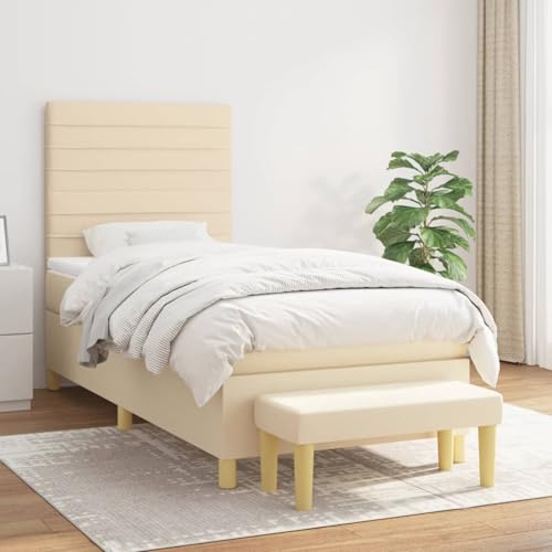 Boxspringbett mit Matratze Creme 90x200 cm Stoff, Polsterbett Bett Stoffkopfteil für Gästezimmer Schlafzimmer Gästehaus Apartment3137210 Boxspringbett mit Matratze Creme 90x200 cm Stoff, Polsterbett Bett Stoffkopfteil für Gästezimmer Schlafzimmer Gästehaus Apartment3137210 von Gecheer
