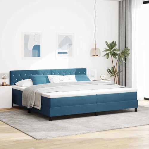 Boxspringbett mit Matratze Dunkelblau 200x200 cm Samt, Modernes Gästebett für Stilvoll Schlafzimmer Gästehaus3339132 von Gecheer