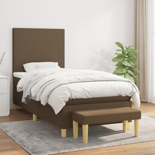 Boxspringbett mit Matratze Dunkelbraun 100x200 cm Stoff, Modernes Gästebett für Stilvoll Schlafzimmer Gästehaus3136976 von Gecheer
