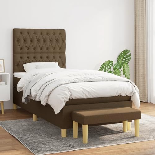 Boxspringbett mit Matratze Dunkelbraun 100x200 cm Stoff, Modernes Gästebett für Stilvoll Schlafzimmer Gästehaus3137376 von Gecheer