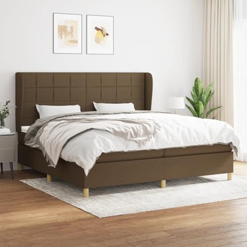 Boxspringbett mit Matratze Dunkelbraun 200x200 cm Stoff, Modernes Gästebett für Stilvoll Schlafzimmer Gästehaus3128552 von Gecheer