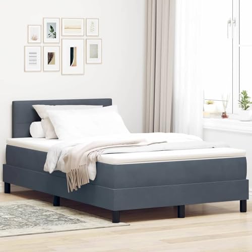 Boxspringbett mit Matratze Dunkelgrau 120x200 cm Samt, Modernes Gästebett für Stilvoll Schlafzimmer Gästehaus3339099 von Gecheer