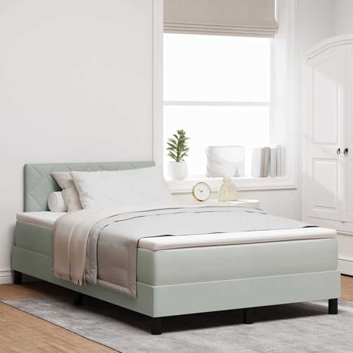 Boxspringbett mit Matratze Hellgrau 120x200 cm Samt, Modernes Gästebett für Stilvoll Schlafzimmer Gästehaus3339230 von Gecheer