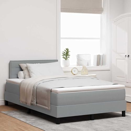 Boxspringbett mit Matratze Hellgrau 120x200 cm Stoff, Modernes Gästebett für Stilvoll Schlafzimmer Gästehaus3338601 von Gecheer