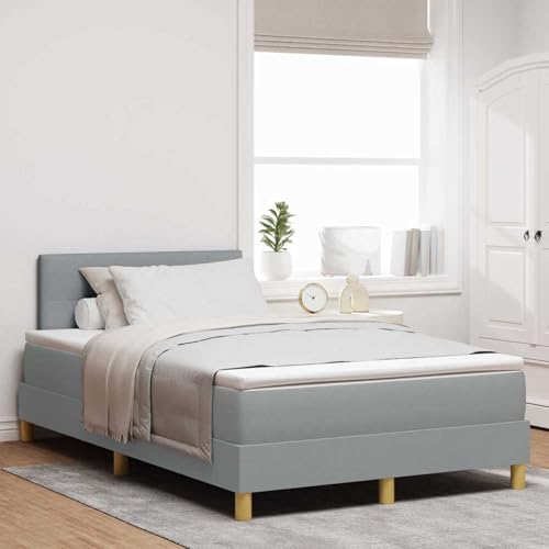 Boxspringbett mit Matratze Hellgrau 120x200 cm Stoff, Modernes Gästebett für Stilvoll Schlafzimmer Gästehaus3338678 von Gecheer