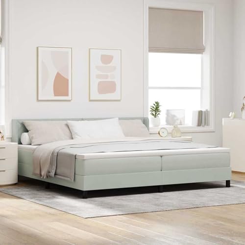 Boxspringbett mit Matratze Schwarz 100x200 cm Velvet Hellgrau, Modernes Gästebett für Stilvoll Schlafzimmer Gästehaus3341540 von Gecheer