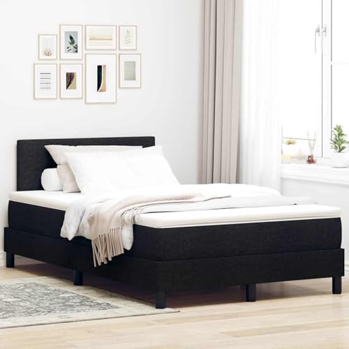 Boxspringbett mit Matratze Schwarz 120x190 cm Stoff, Polsterbett Bett Stoffkopfteil für Gästezimmer Schlafzimmer Gästehaus Apartment3338673 von Gecheer