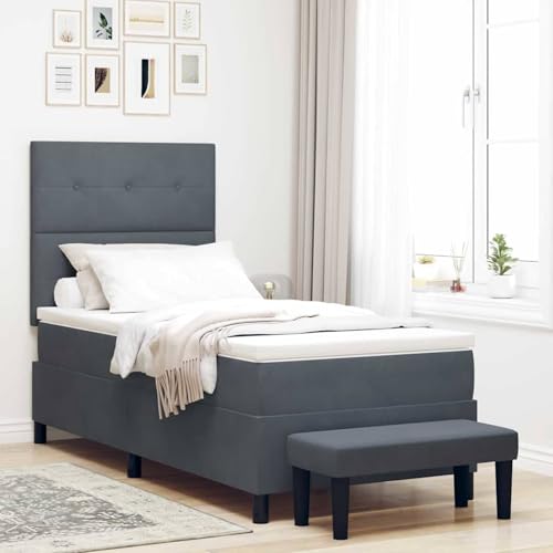 Boxspringbett mit Matratze & Bank Dunkelgrau 100x200 cm Samt, Polsterbett Bett Stoffkopfteil für Gästezimmer Schlafzimmer Gästehaus Apartment3344493 Boxspringbett mit Matratze & Bank Dunkelgrau 100x200 cm Samt, Polsterbett Bett Stoffkopfteil für Gästezimmer Schlafzimmer Gästehaus Apartment3344493 von Gecheer