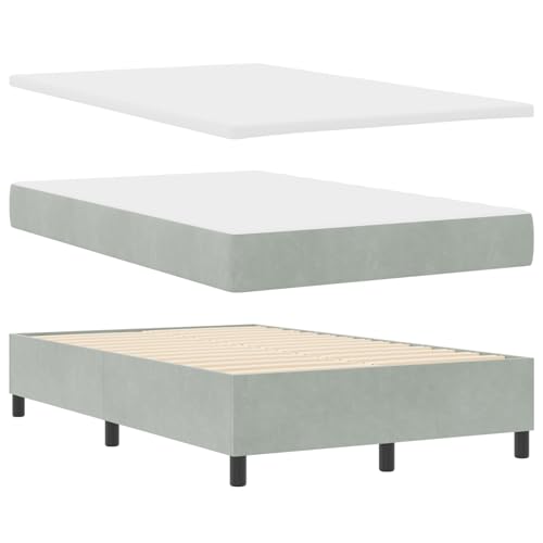 Boxspringbett mit Matratze & Bank Hellgrau 120x190 cm Samt Bett mit matratze für Gästezimmer Schlafzimmer Gästehaus Boxspringbett mit Matratze & Bank Hellgrau 120x190 cm Samt Bett mit matratze für Gästezimmer Schlafzimmer Gästehaus von Gecheer